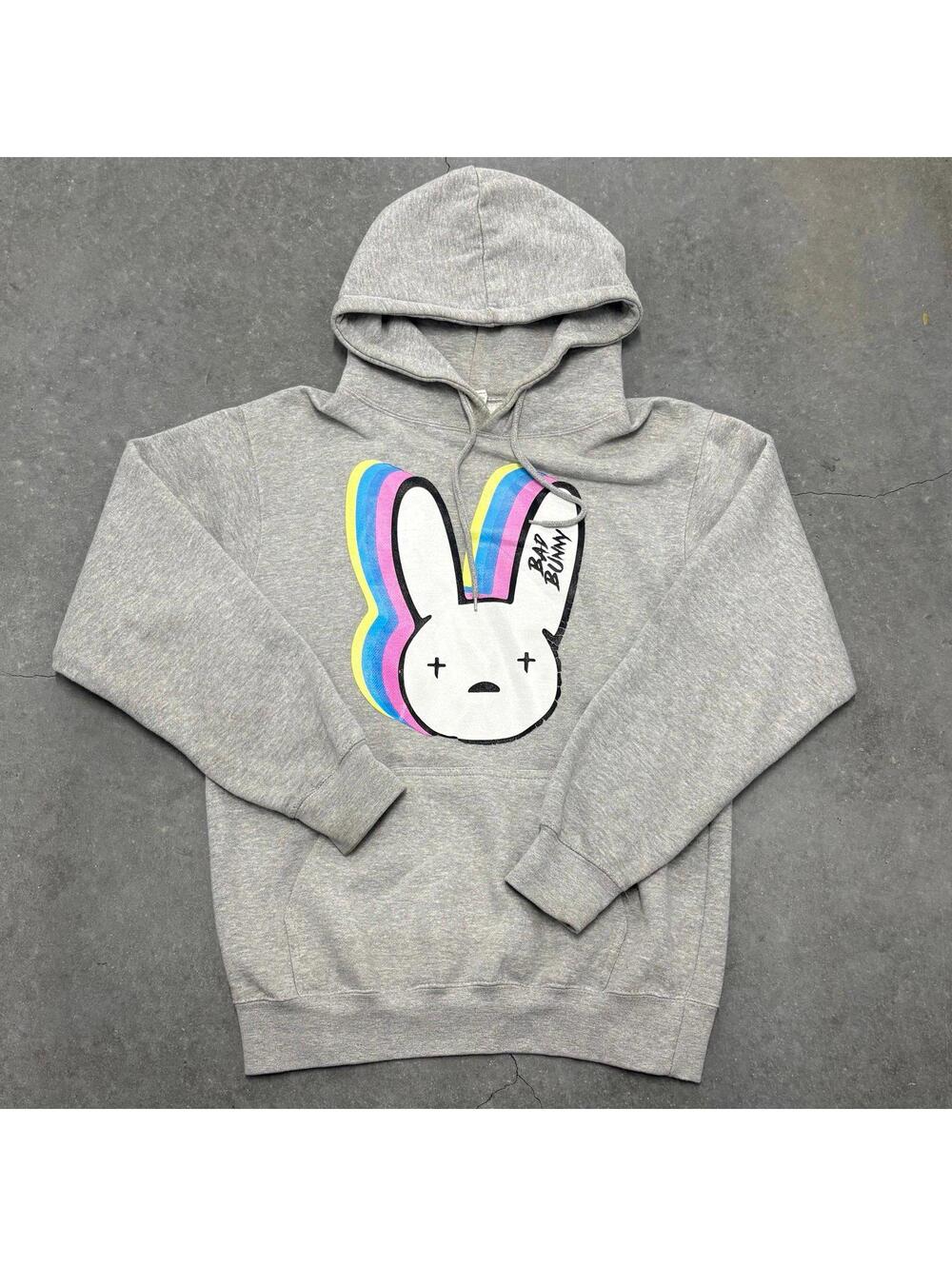 Bad Bunny Logo Pullover Silver Hoodie